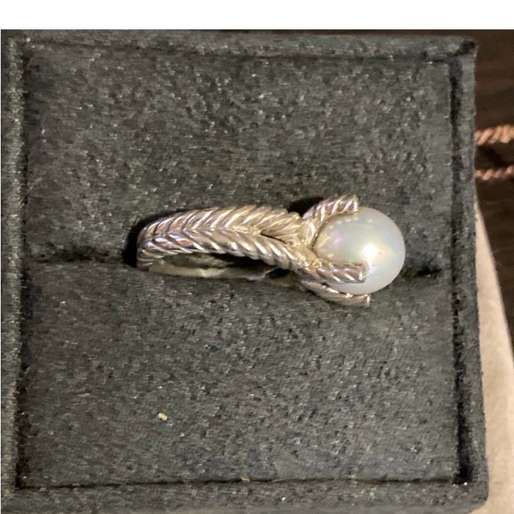 David Yurman 10mm Pearl Diamond Ring Sz 8 - Picture 4 of 6